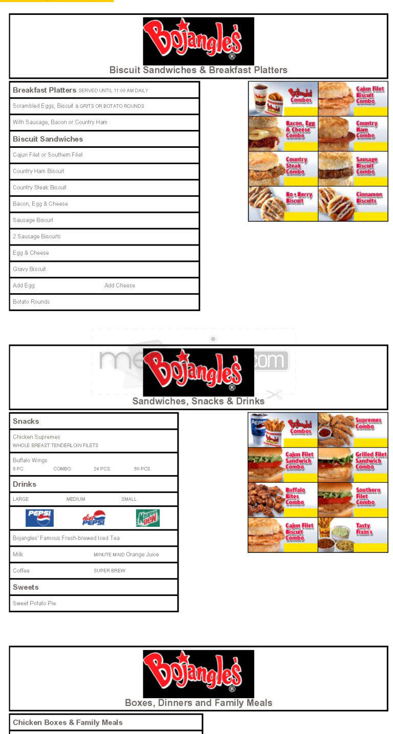 Bojangles' Famous Chicken - Waynesville, NC menu_pic
