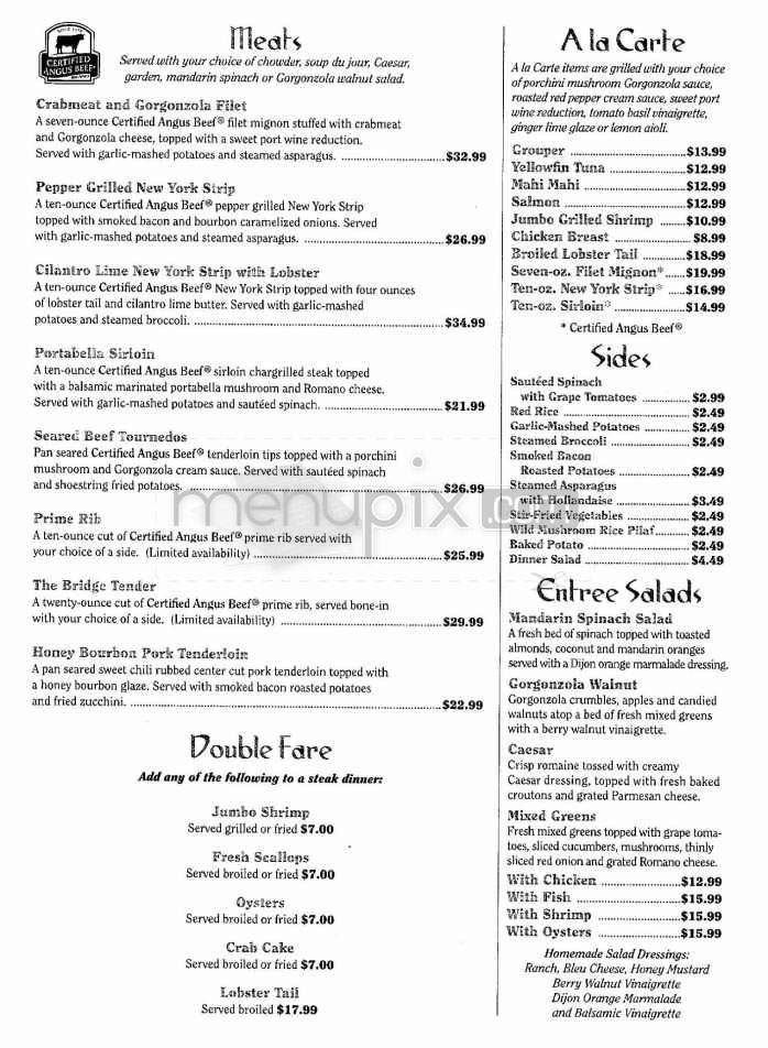 Bridge Tender - Wilmington, NC menu_pic