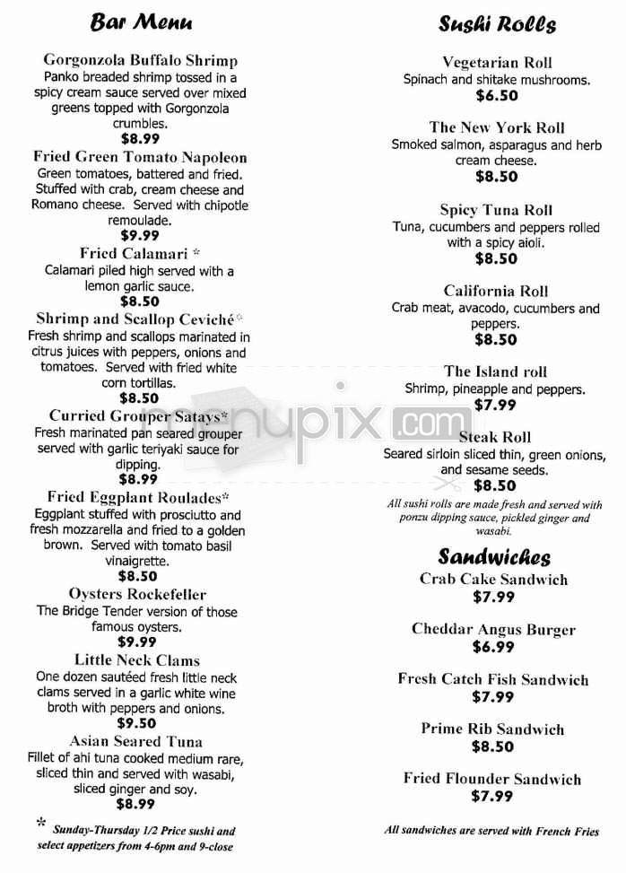 Bridge Tender - Wilmington, NC menu_pic