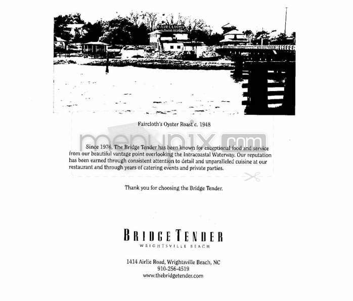 Bridge Tender - Wilmington, NC menu_pic