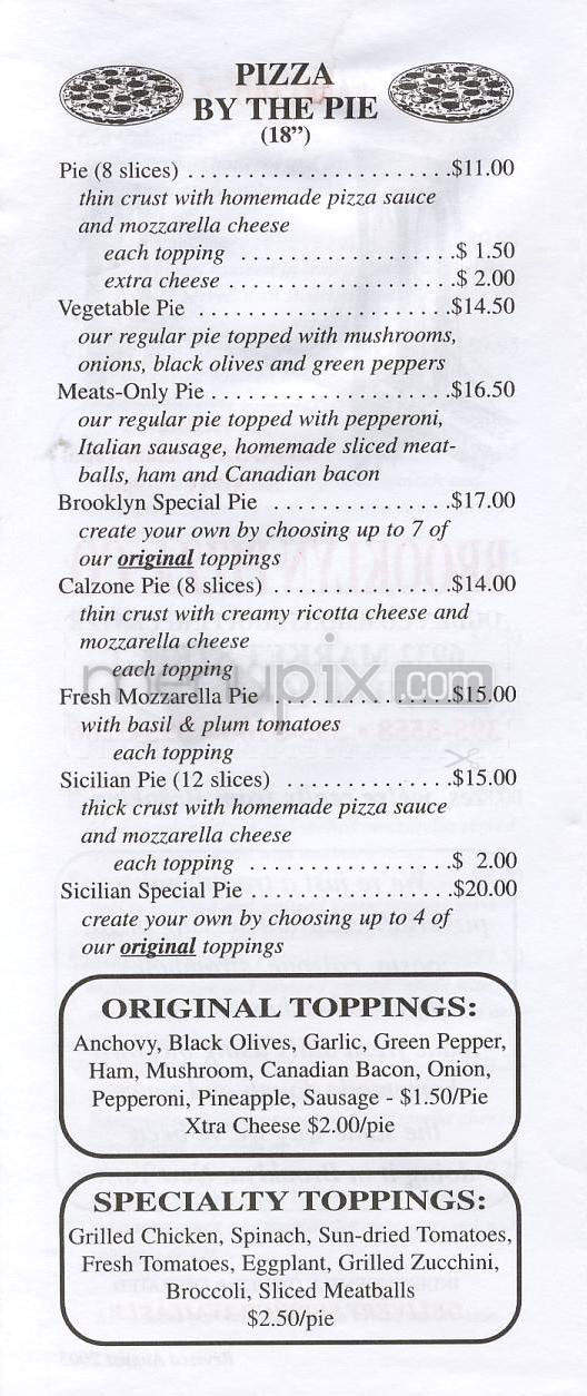 Brooklyn Pizza Co. - Wilmington, NC menu_pic