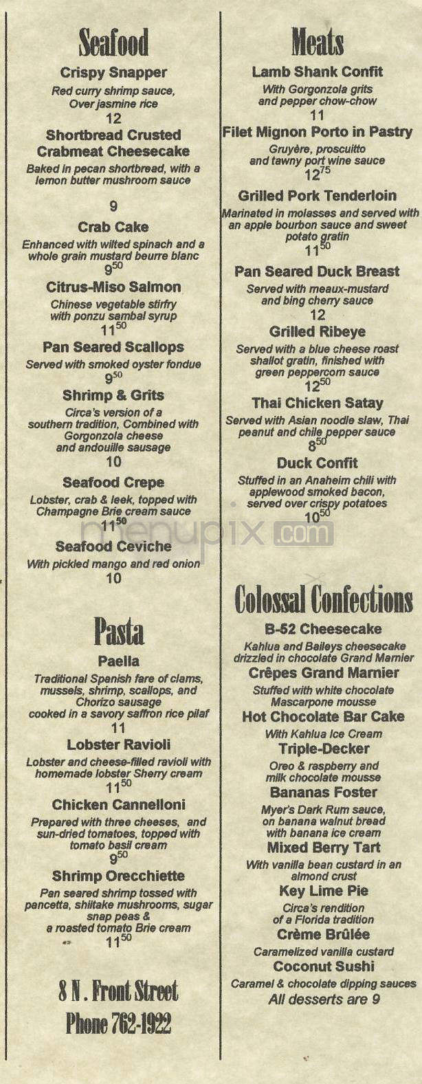 Circa 1922 - Wilmington, NC menu_pic