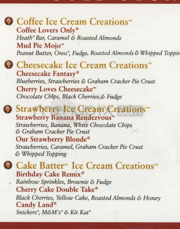 Cold Stone Creamery - Wilmington, NC menu_pic