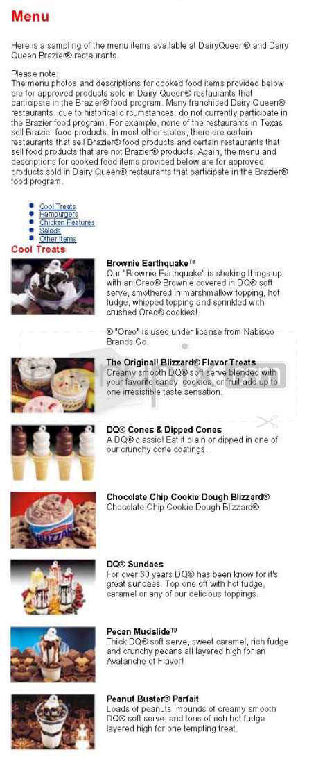 Dairy Queen - Wilmington, NC menu_pic