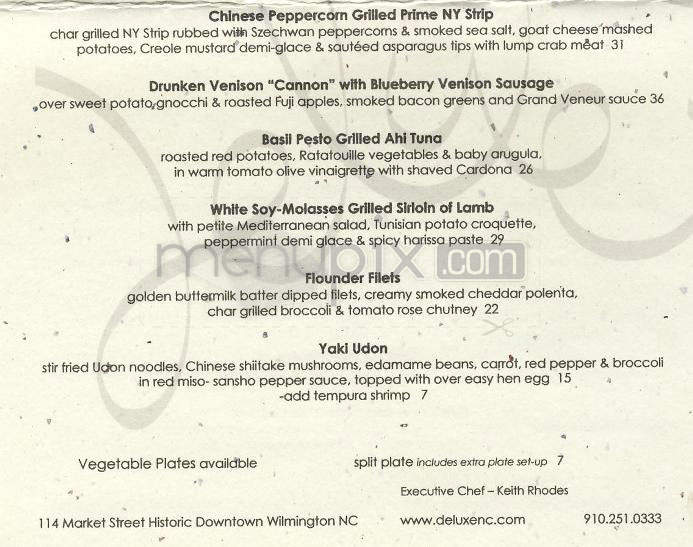 Deluxe Cafe - Wilmington, NC menu_pic