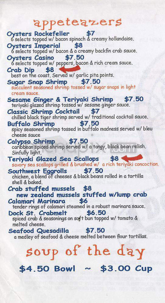 Dock Street Oyster Bar - Wilmington, NC menu_pic