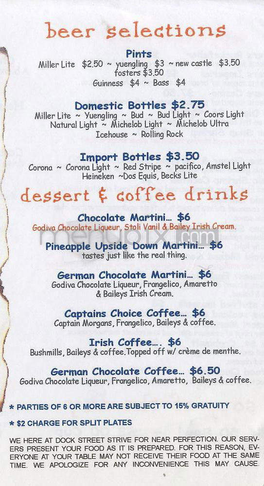 Dock Street Oyster Bar - Wilmington, NC menu_pic