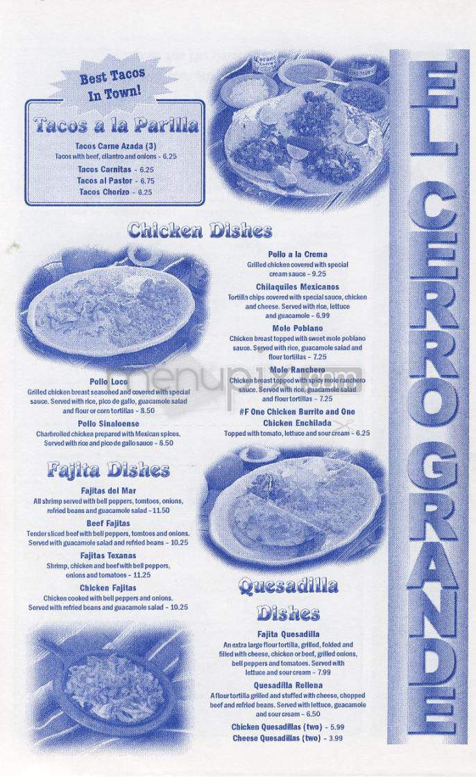 El Cerro Grande - Wilmington, NC menu_pic