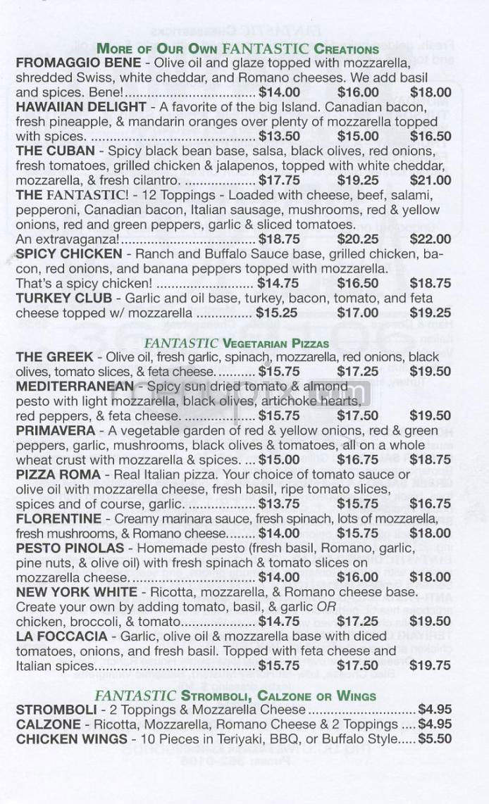 Fantastic Gourmet Pizza - Wilmington, NC menu_pic