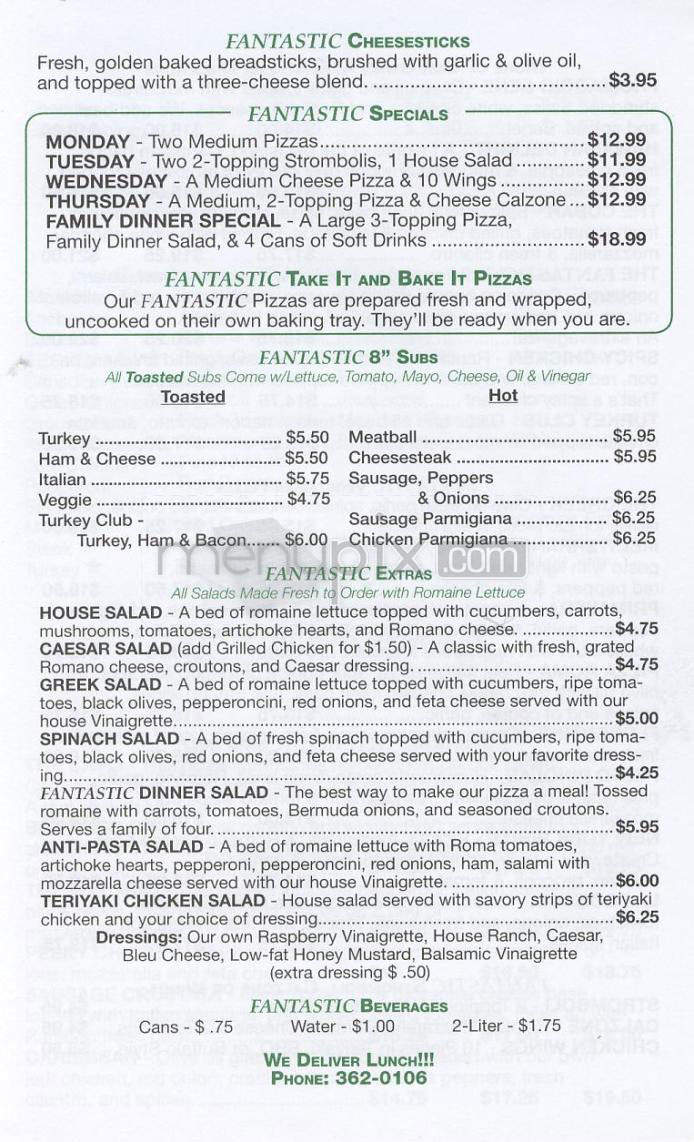 Fantastic Gourmet Pizza - Wilmington, NC menu_pic