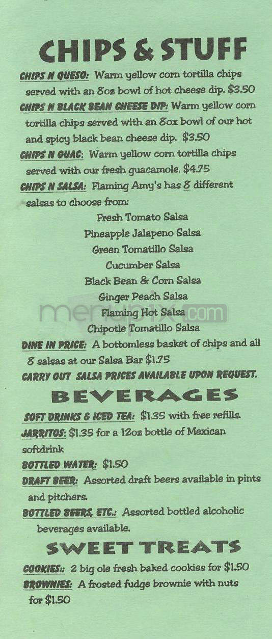 Flaming Amy's Burrito Barn - Wilmington, NC menu_pic