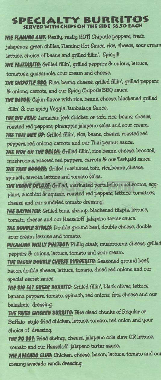 Flaming Amy's Burrito Barn - Wilmington, NC menu_pic