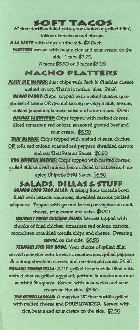 Flaming Amy's Burrito Barn - Wilmington, NC menu_pic