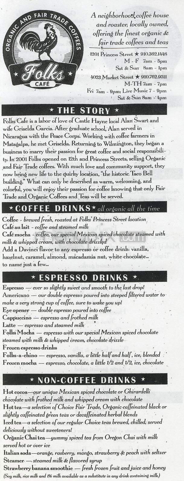 Folks Cafe - Wilmington, NC menu_pic