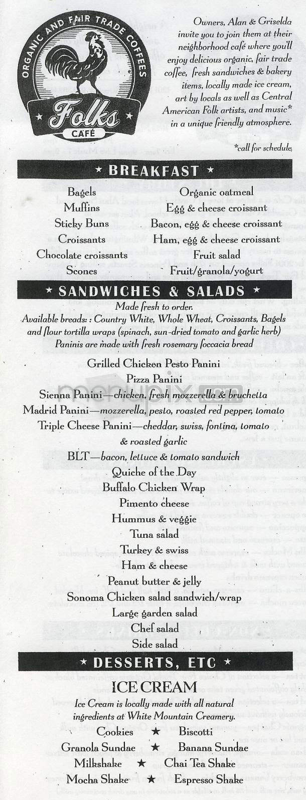 Folks Cafe - Wilmington, NC menu_pic