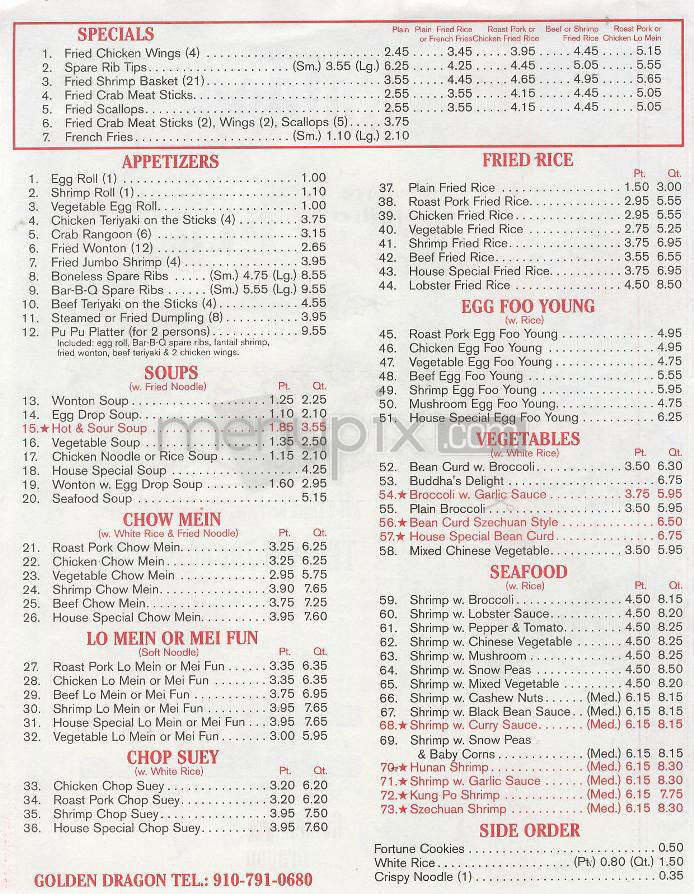 Golden Dragon - Wilmington, NC menu_pic