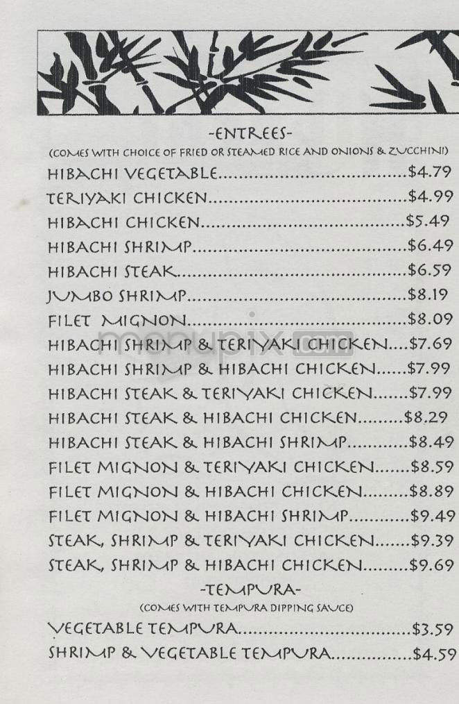 Hibachi Express - Wilmington, NC menu_pic