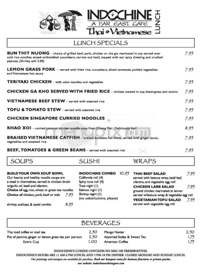 Indochine Restaurant - Wilmington, NC menu_pic