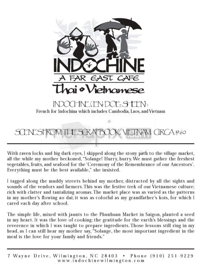 Indochine Restaurant - Wilmington, NC menu_pic