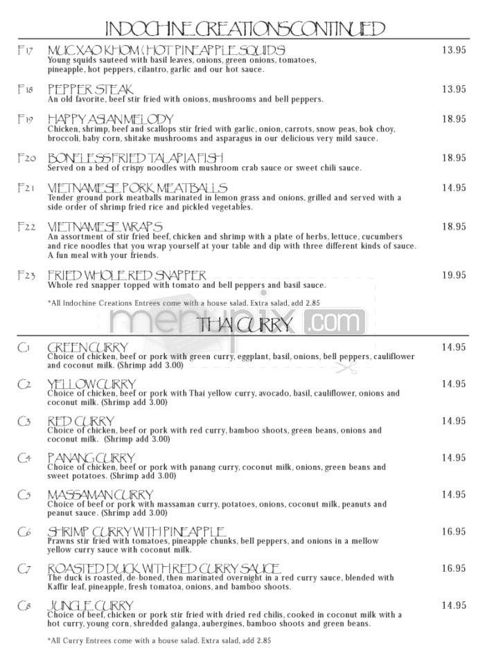 Indochine Restaurant - Wilmington, NC menu_pic