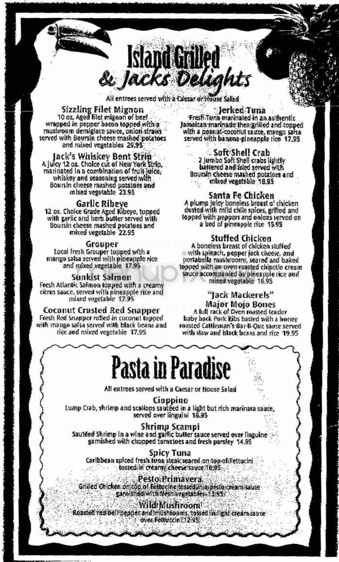 Jack Mackerel's Island Grill - Kure Beach, NC menu_pic