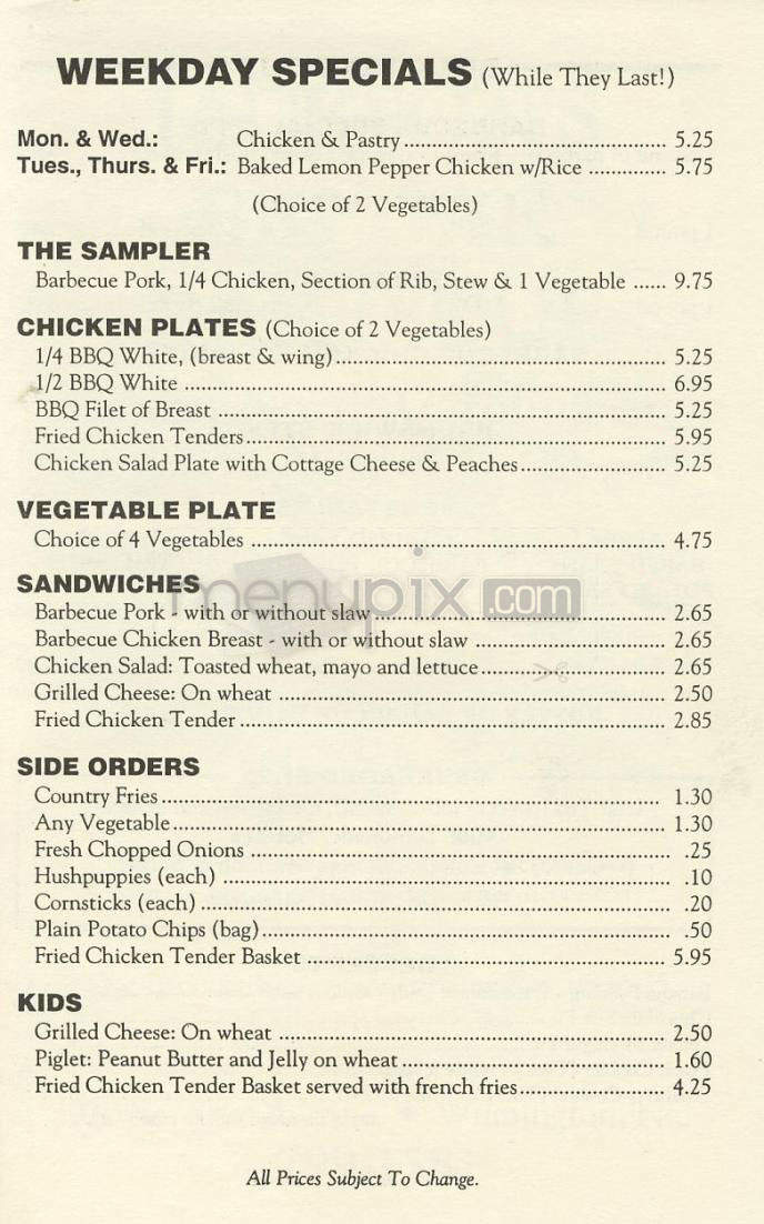 Jackson's Big Oak Barbecue - Wilmington, NC menu_pic