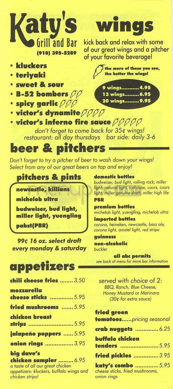 Katy's Great Eats - Wilmington, NC menu_pic
