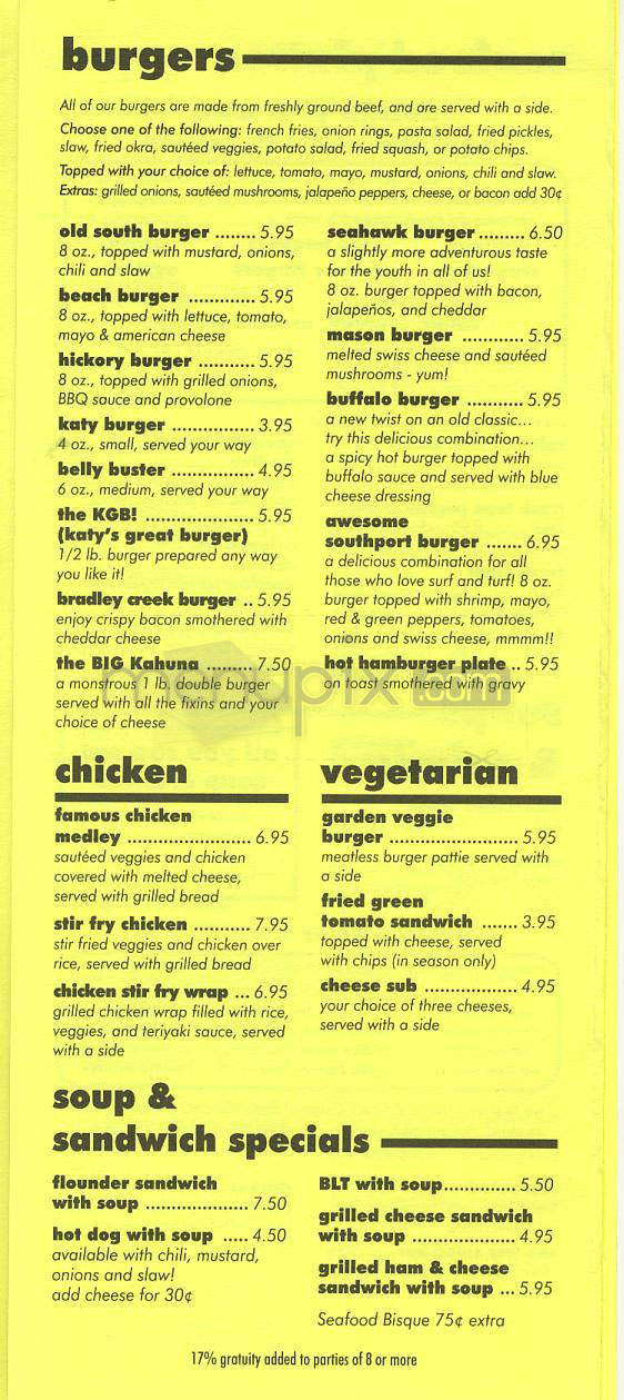 Katy's Great Eats - Wilmington, NC menu_pic