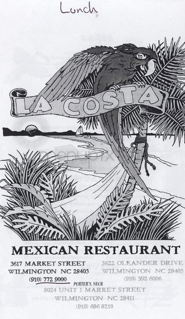 La Costa Mexican Restaurant - Wilmington, NC menu_pic