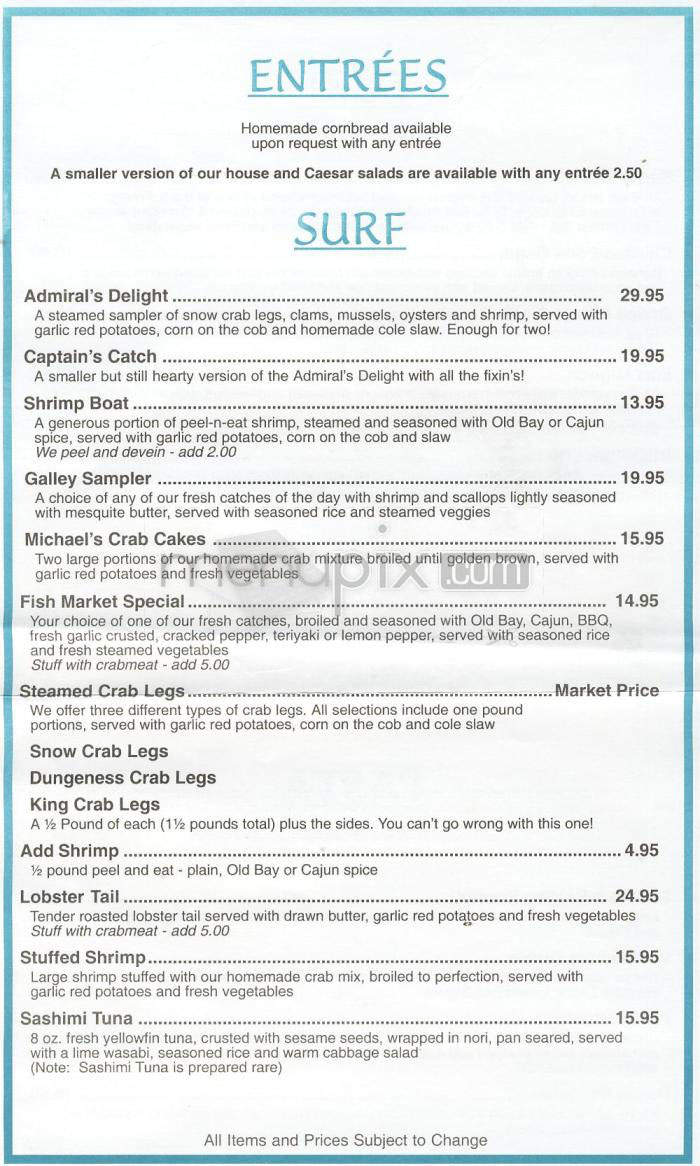 Michael's Seafood Restaurant - Carolina Beach, NC menu_pic