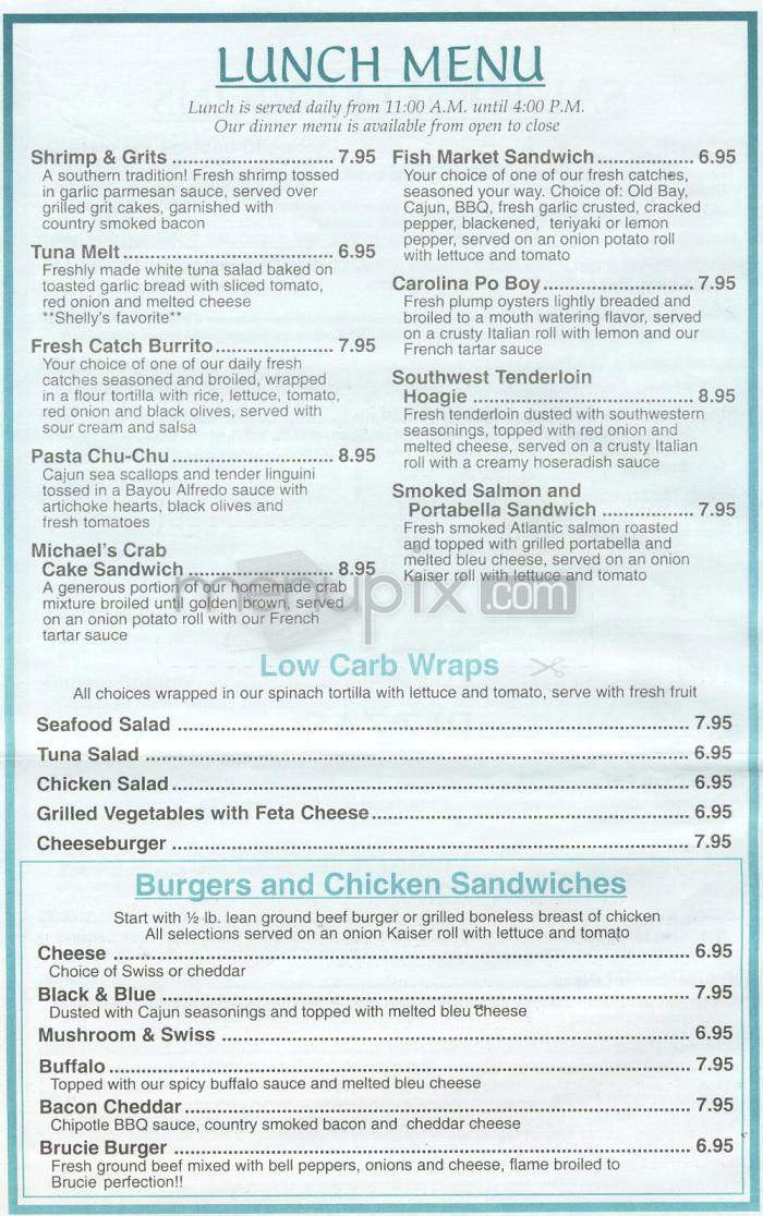Michael's Seafood Restaurant - Carolina Beach, NC menu_pic