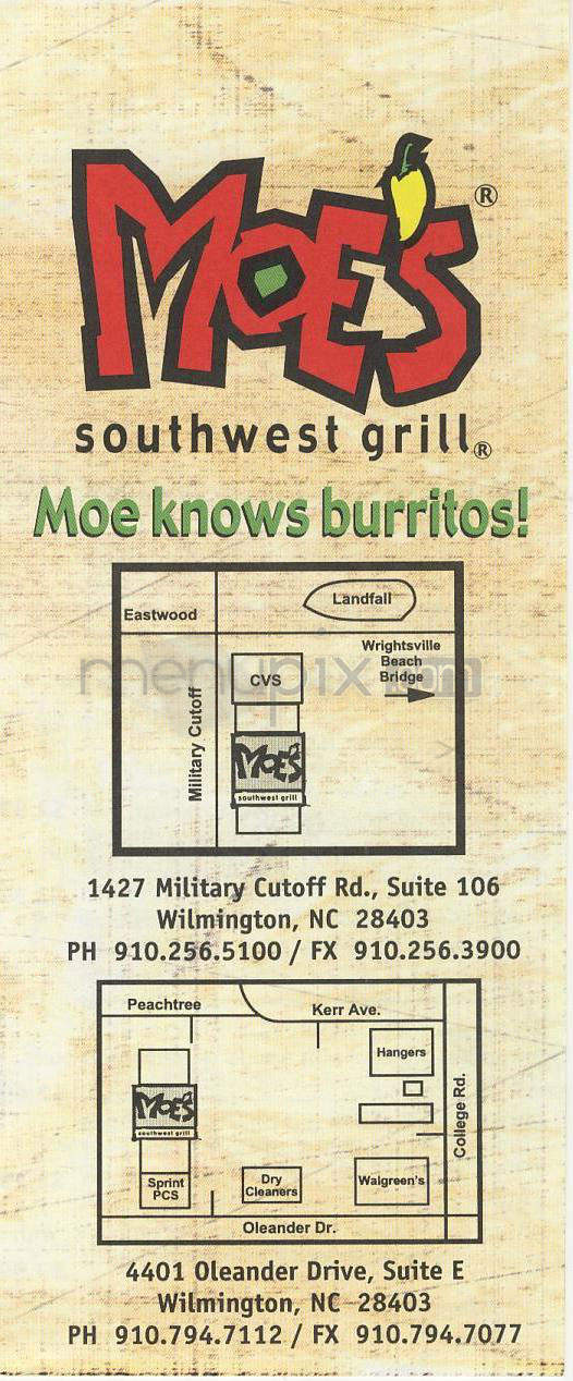 Moe's Southwest Grill - Wilmington, NC menu_pic