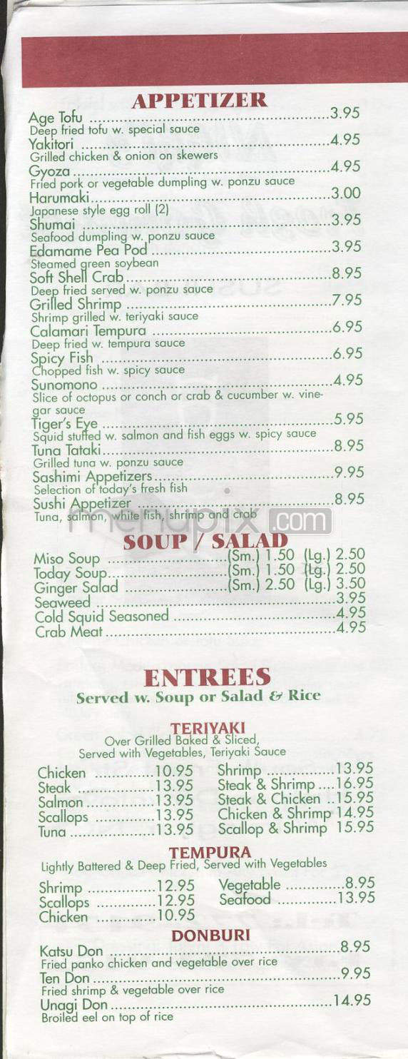 Nikki's Restaurant & Sushi Bar - Wilmington, NC menu_pic
