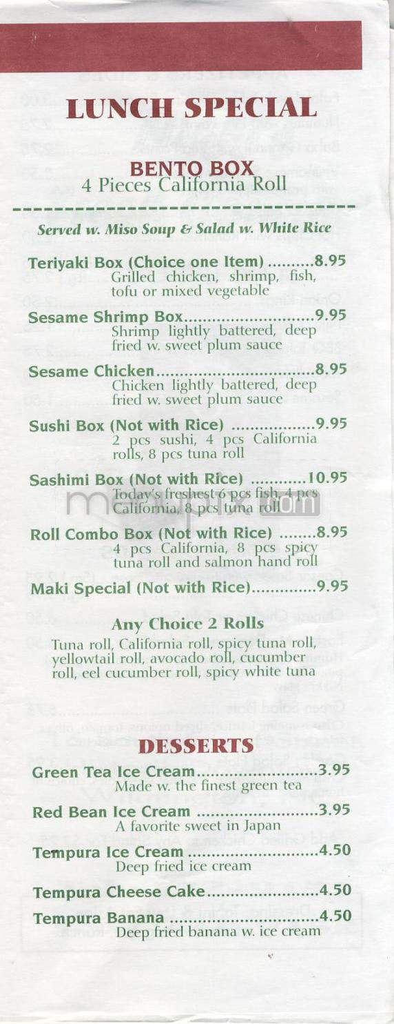 Nikki's Restaurant & Sushi Bar - Wilmington, NC menu_pic