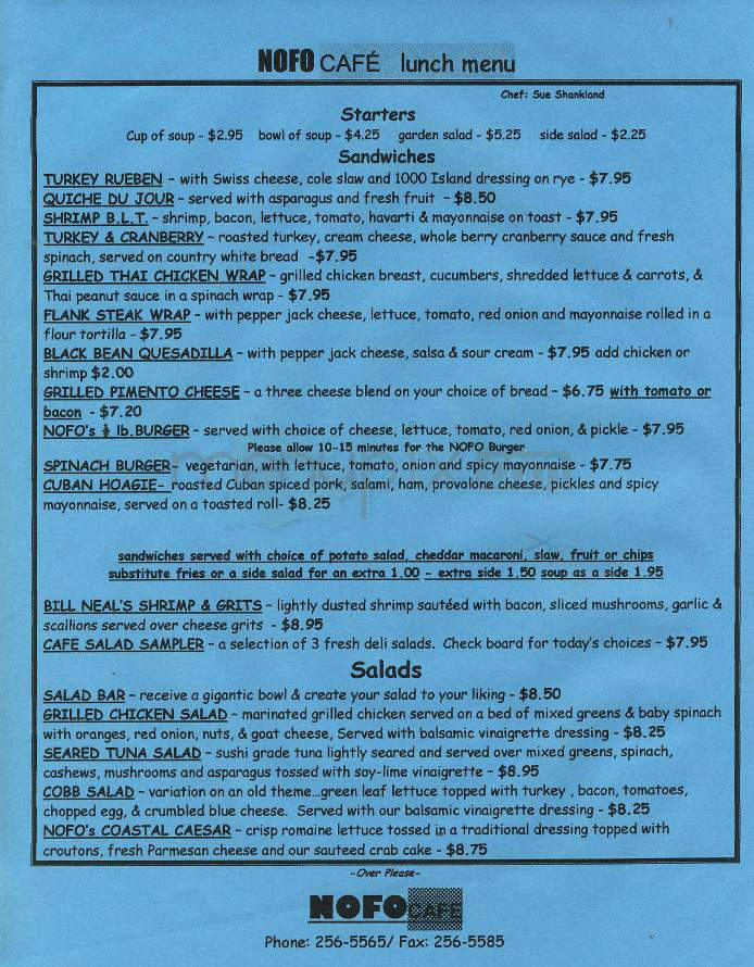 Nofo Market & Cafe - Wilmington, NC menu_pic