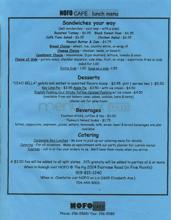 Nofo Market & Cafe - Wilmington, NC menu_pic