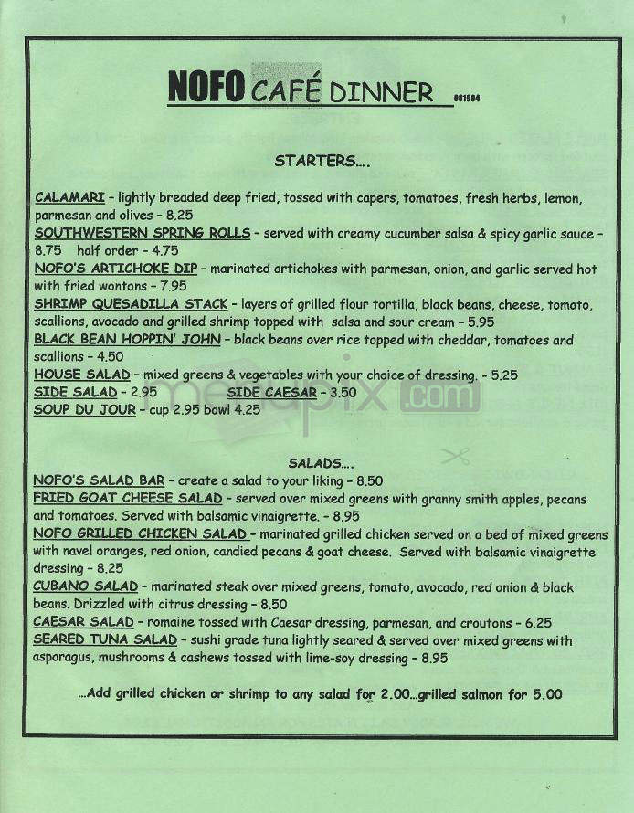 Nofo Market & Cafe - Wilmington, NC menu_pic