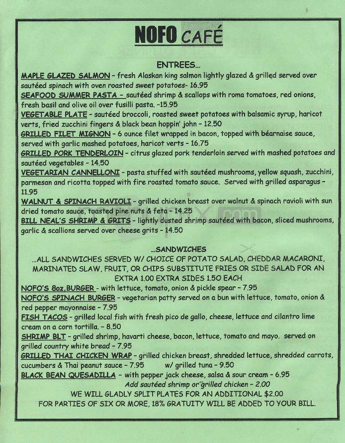 Nofo Market & Cafe - Wilmington, NC menu_pic