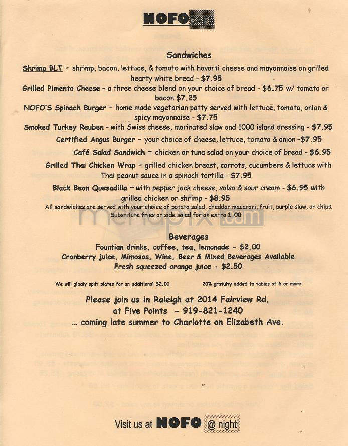 Nofo Market & Cafe - Wilmington, NC menu_pic