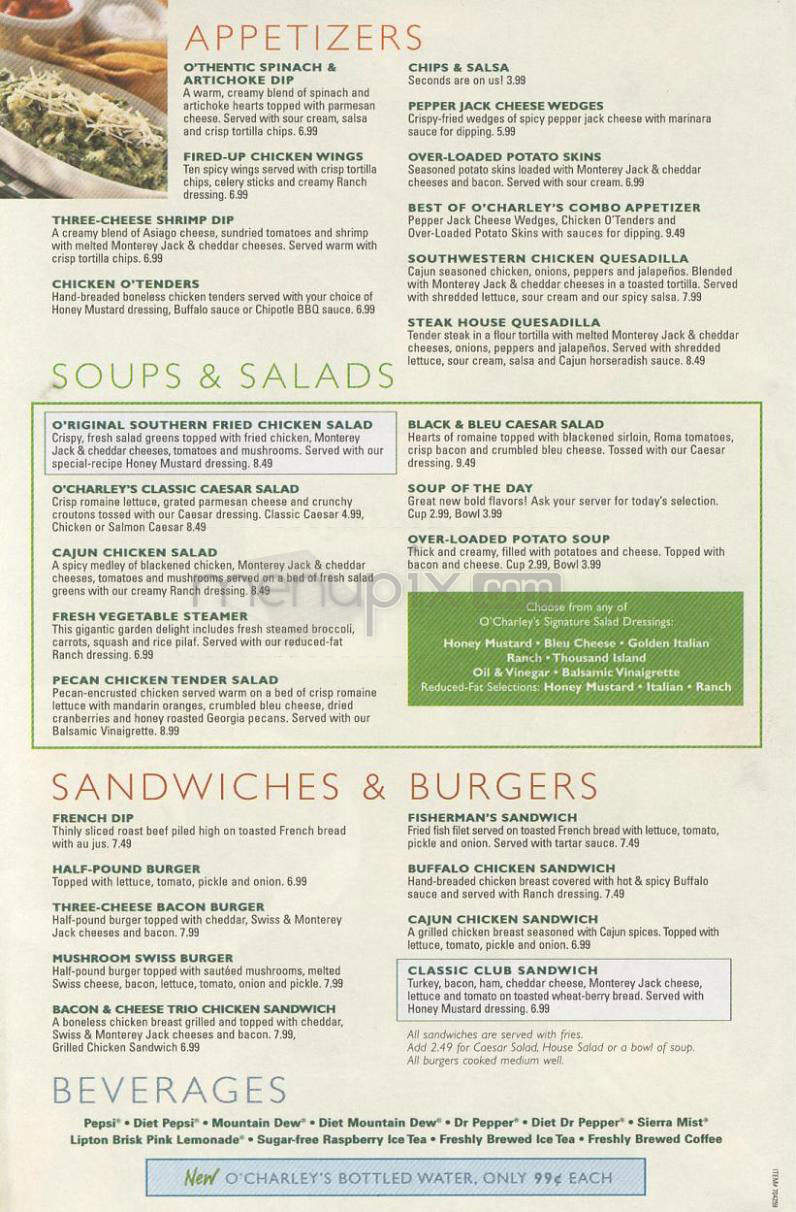 O'Charley's - Wilmington, NC menu_pic
