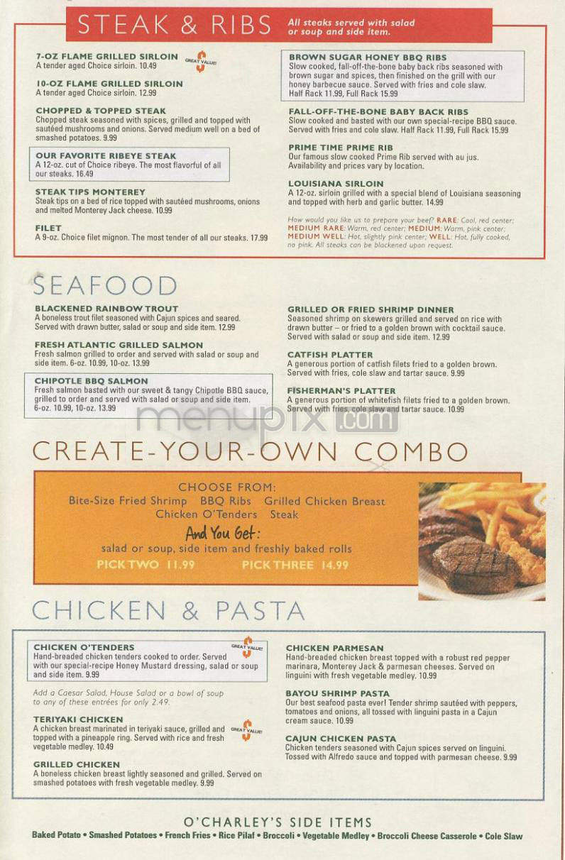 O'Charley's - Wilmington, NC menu_pic