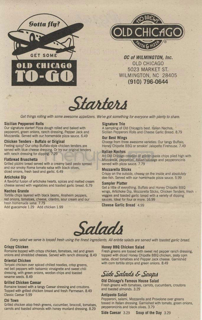 Old Chicago - Wilmington, NC menu_pic