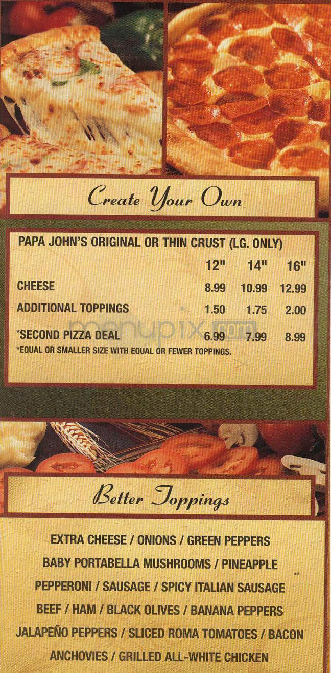 Papa John's Pizza - Wilmington, NC menu_pic