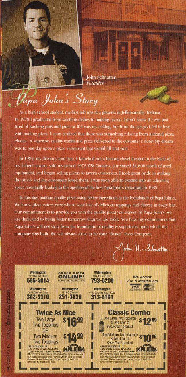Papa John's Pizza - Wilmington, NC menu_pic