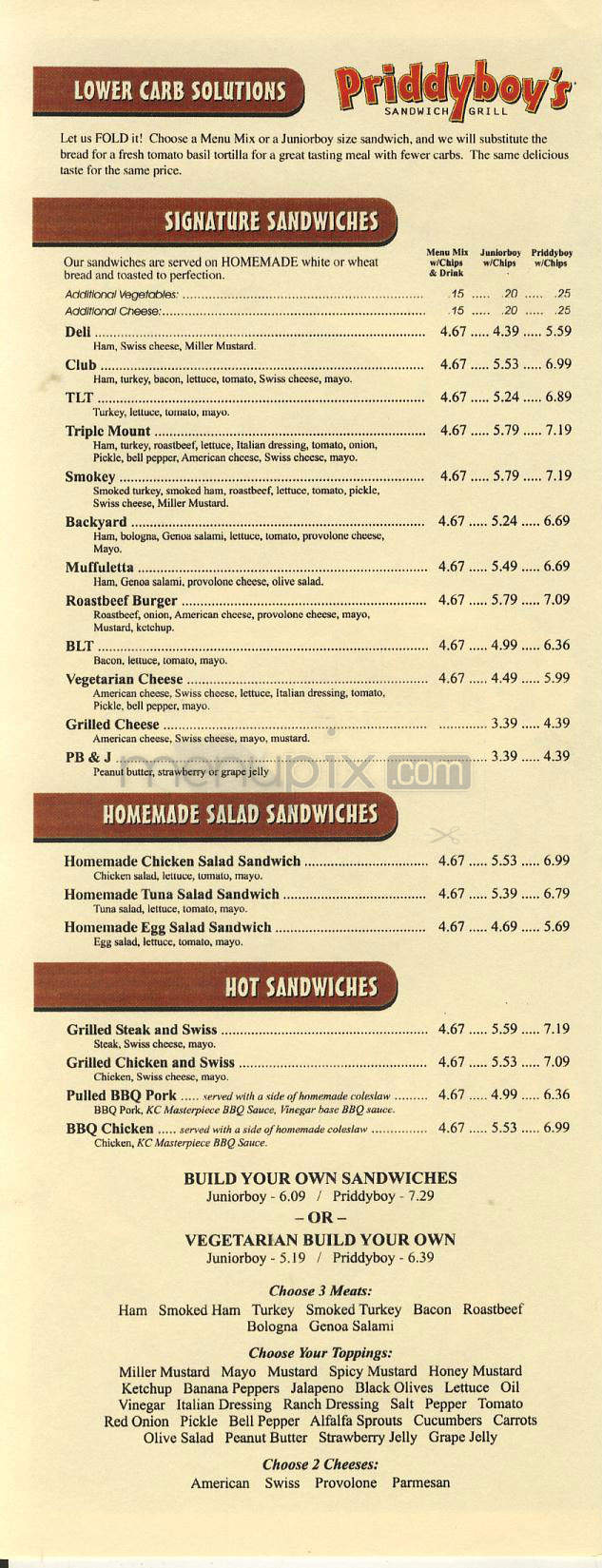 Priddyboy's Sandwich Grill - Wilmington, NC menu_pic