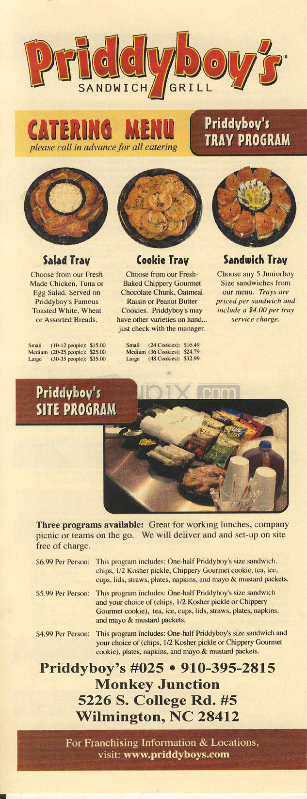 Priddyboy's Sandwich Grill - Wilmington, NC menu_pic