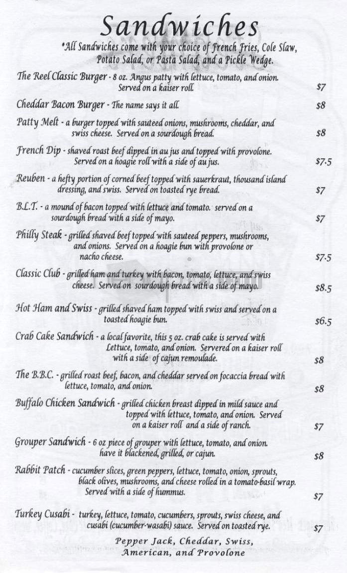 Reel Cafe - Wilmington, NC menu_pic