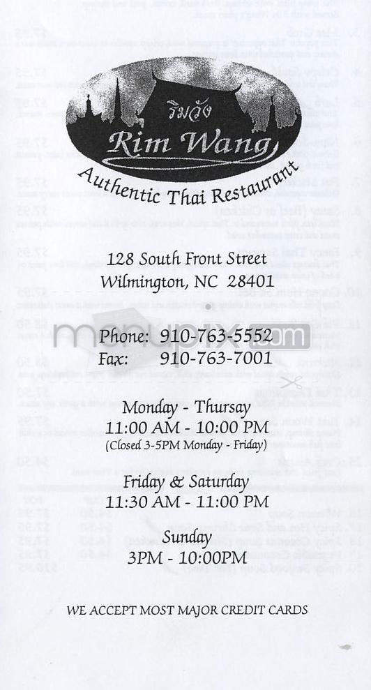 Rim Wang - Wilmington, NC menu_pic