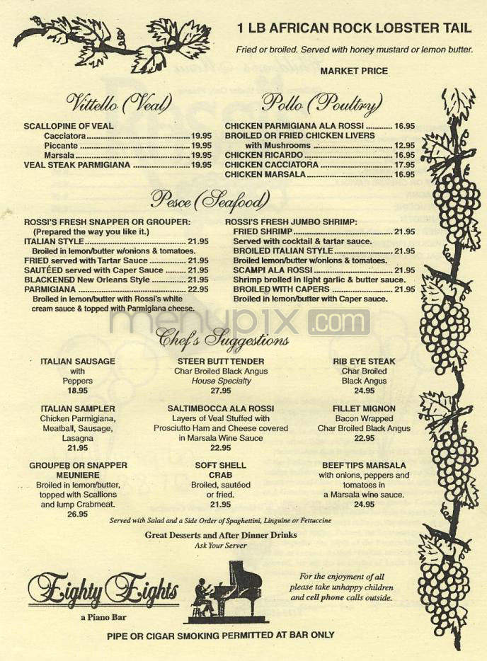 Rossi's Fine Italian Cuisine - Wilmington, NC menu_pic