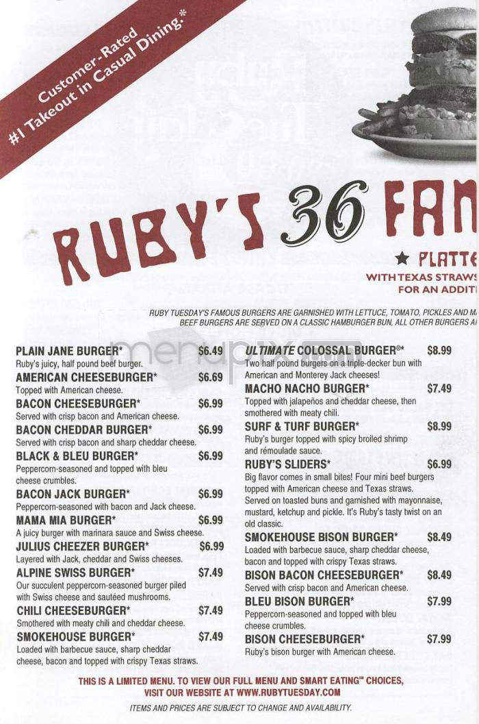 Ruby Tuesday - Wilmington, NC menu_pic